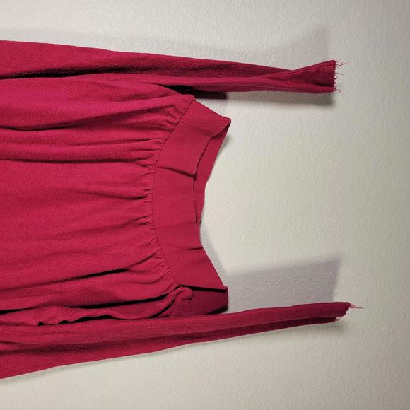 Free People Raspberry Long Sleeve Puff Shoulder Textured Shirt Women Size M - Picture 8 of 10